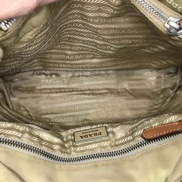 Beautiful Vintage Prada Cammello Nylon w/ Leather Handles Shopping Tote Bag - Picture 8 of 15